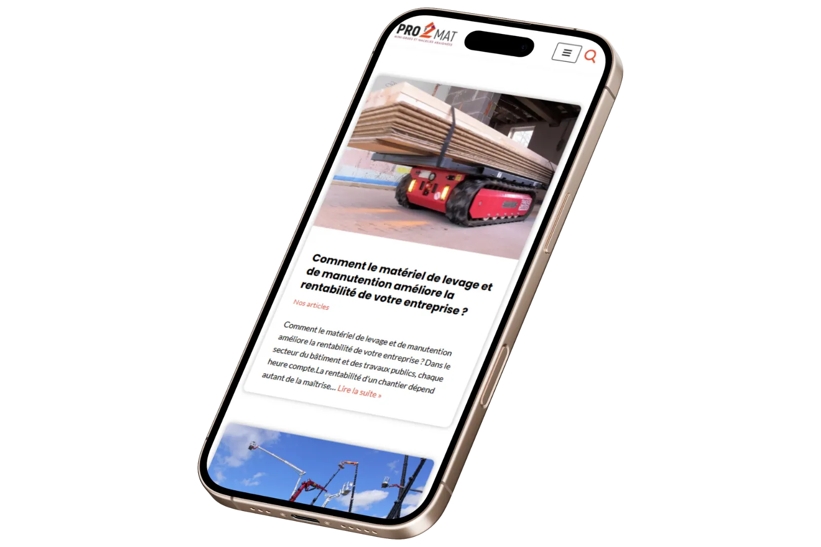 Pro2Mat - Mockup iPhone blog